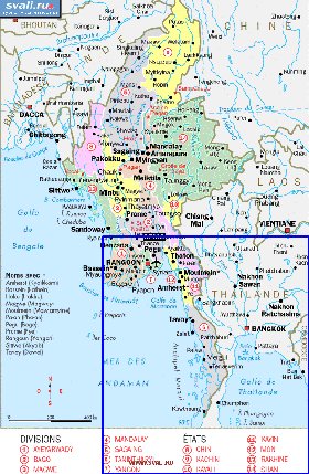 Administratives carte de Myanmar