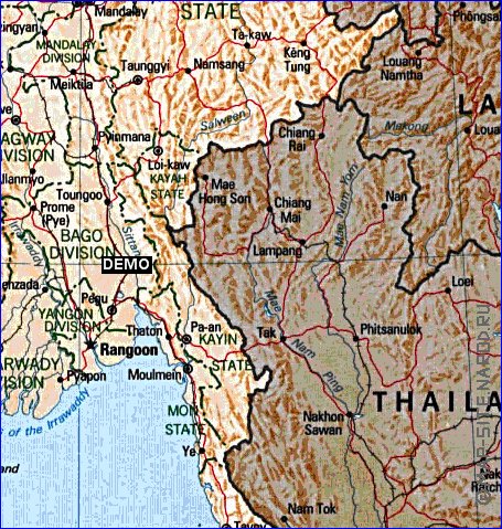 Administratives carte de Myanmar