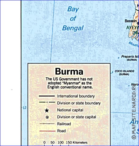 Administratives carte de Myanmar