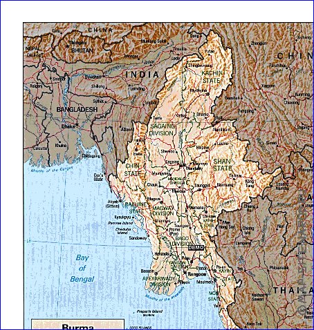 Administrativa mapa de Myanmar