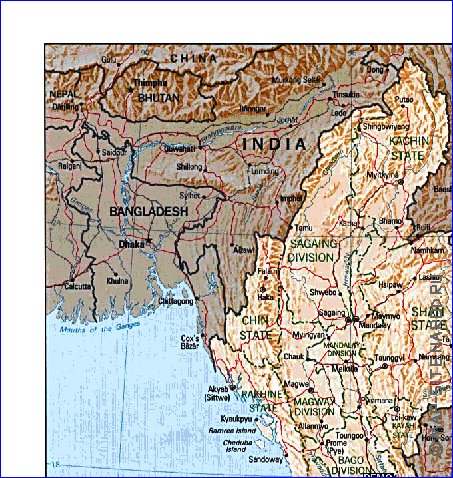 Administrativa mapa de Myanmar