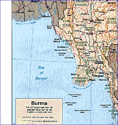 Administratives carte de Myanmar