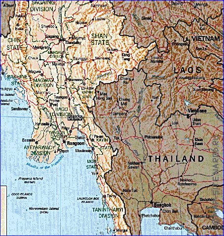 Administratives carte de Myanmar