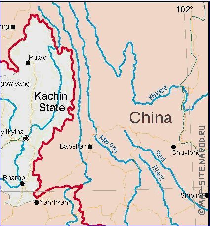 mapa de Myanmar em ingles