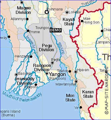 carte de Myanmar en anglais