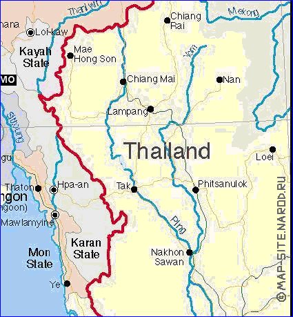 carte de Myanmar en anglais