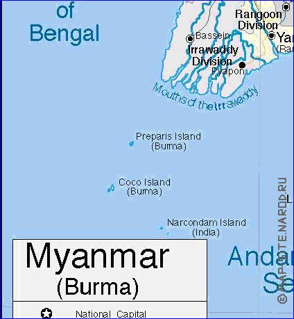 carte de Myanmar en anglais