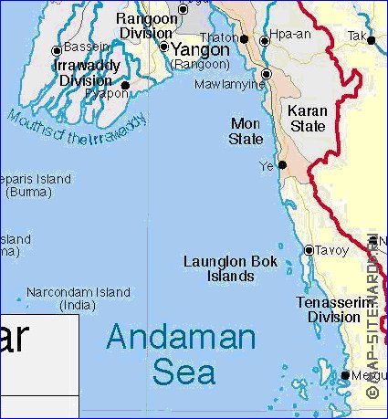 carte de Myanmar en anglais