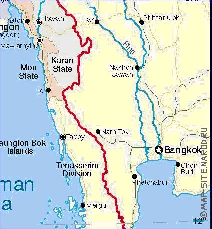 carte de Myanmar en anglais