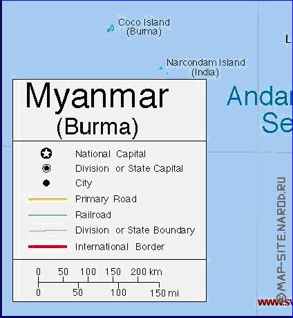 carte de Myanmar en anglais