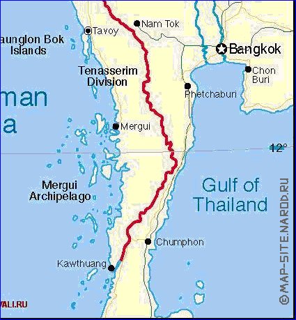 carte de Myanmar en anglais