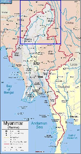 carte de Myanmar en anglais