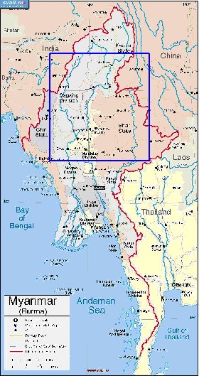 mapa de Myanmar em ingles