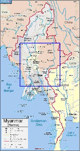 carte de Myanmar en anglais