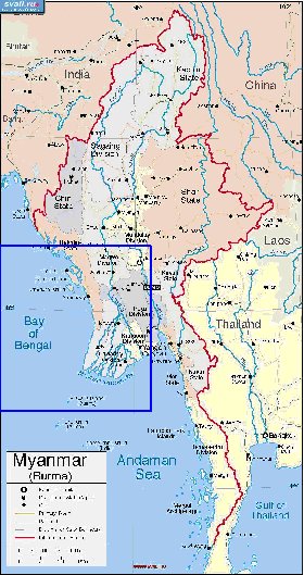 carte de Myanmar en anglais