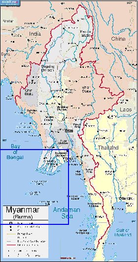 carte de Myanmar en anglais