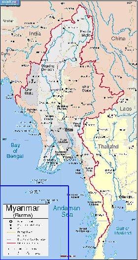 carte de Myanmar en anglais