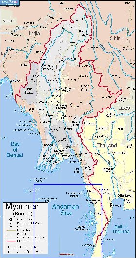 carte de Myanmar en anglais