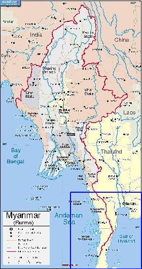 carte de Myanmar en anglais