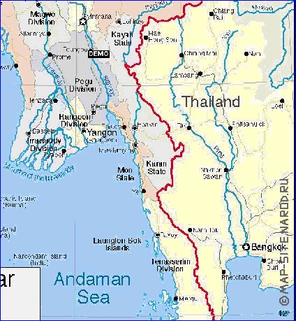 carte de Myanmar en anglais