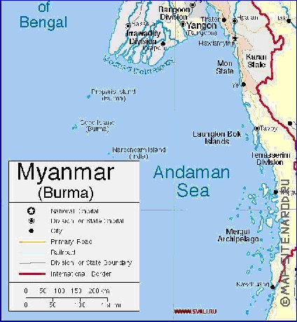 carte de Myanmar en anglais