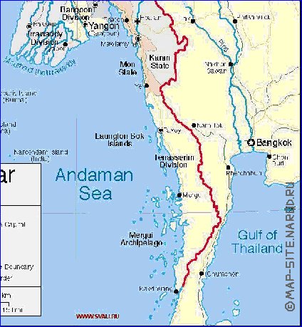 carte de Myanmar en anglais