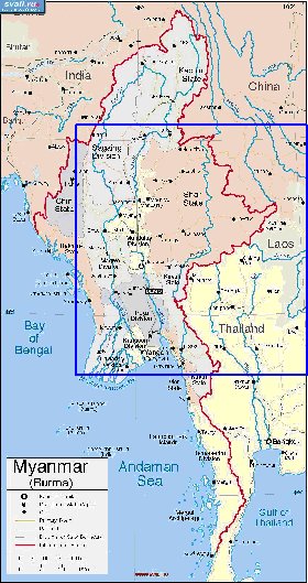 carte de Myanmar en anglais