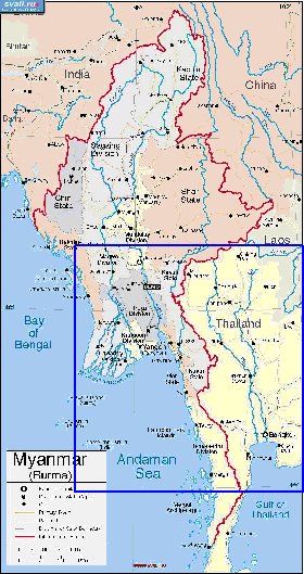 carte de Myanmar en anglais