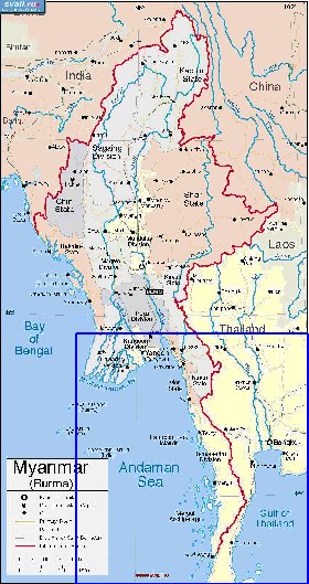 carte de Myanmar en anglais