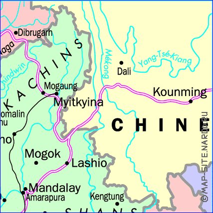 mapa de Myanmar em frances