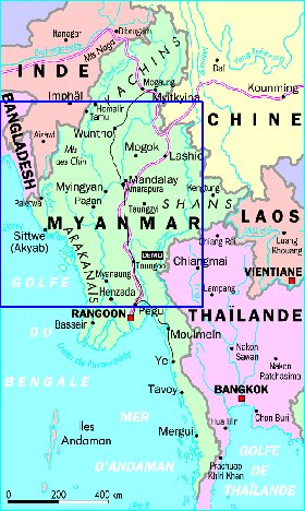 mapa de Myanmar em frances