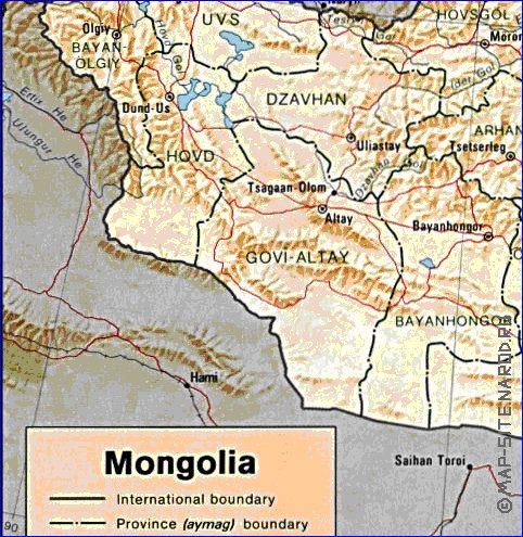Administrativa mapa de Mongolia
