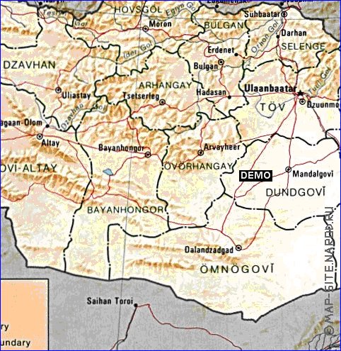 Administratives carte de Mongolie