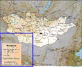 Administratives carte de Mongolie