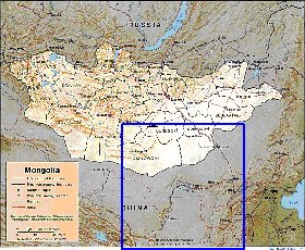 Administratives carte de Mongolie