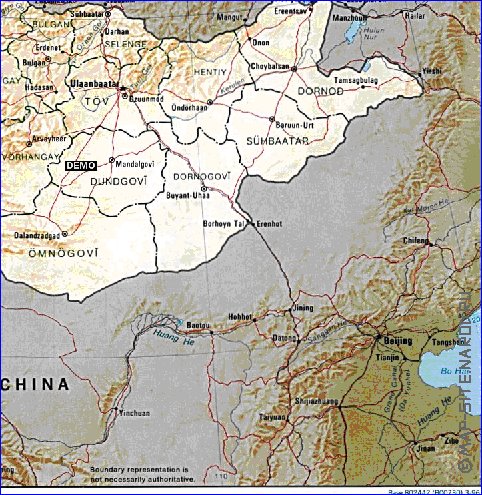 Administratives carte de Mongolie