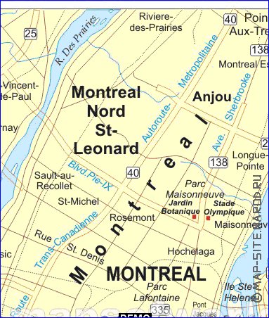 mapa de Montreal em ingles