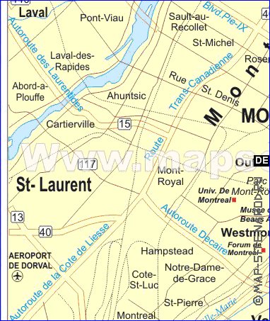 mapa de Montreal em ingles