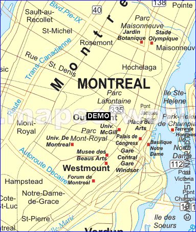 mapa de Montreal em ingles