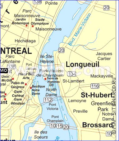 mapa de Montreal em ingles