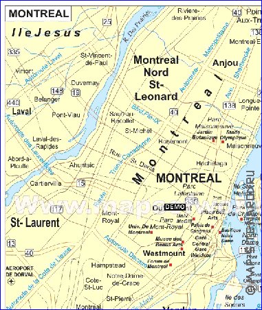 mapa de Montreal em ingles