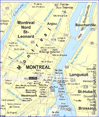 mapa de Montreal em ingles