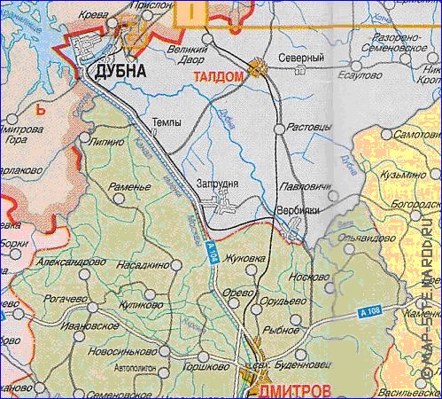 Administratives carte de Oblast de Moscou