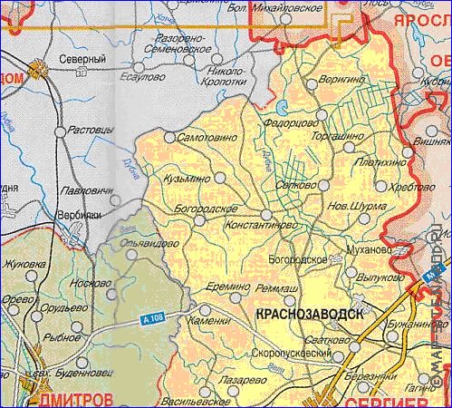 Administratives carte de Oblast de Moscou