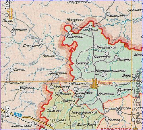 Administratives carte de Oblast de Moscou