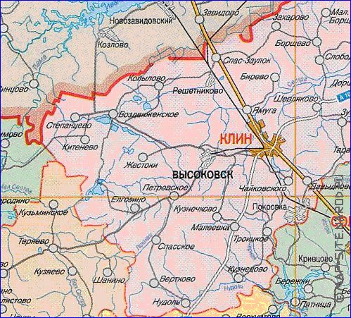 Administratives carte de Oblast de Moscou