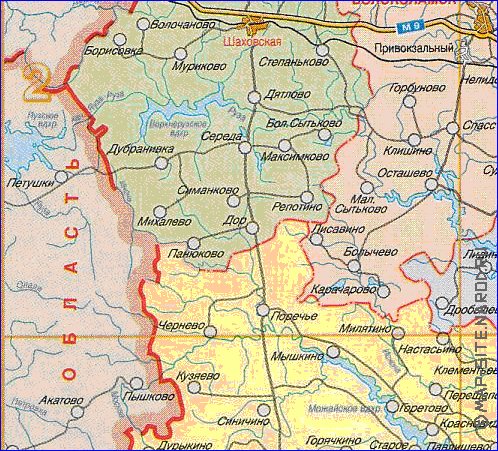 Administratives carte de Oblast de Moscou