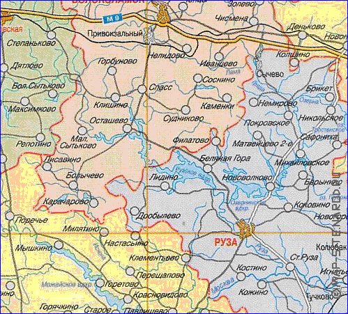 Administrativa mapa de Oblast de Moscou