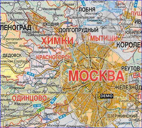 Administratives carte de Oblast de Moscou