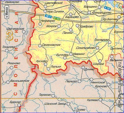 Administratives carte de Oblast de Moscou